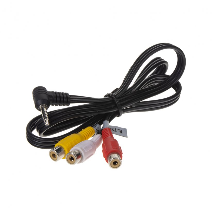 RCA audio/video cable, 0.8m with extended Jack 3.5mm connector