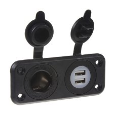 Dvojitá zásuvka do panelu 1x CL + 2x nabíjačka USB vodoodolná