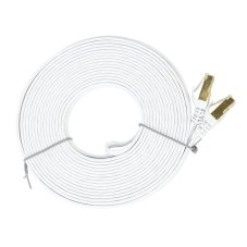 Plochý sieťový kábel S/STP CAT7, 2 x RJ45, 10 m, biely