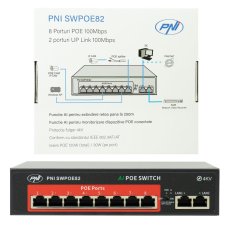 PoE Switch, 8 POE portov 100 Mbps a 2 UP Link porty 100 Mbps, 120 W, funkcia AI