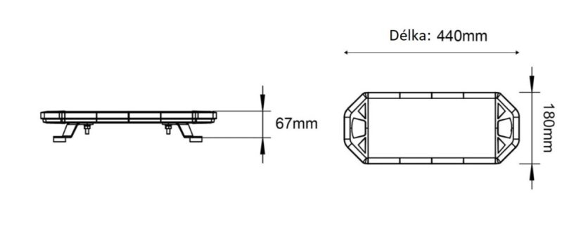 LED lightbar 440mm, orange-white, 10-30V, ECE R65
