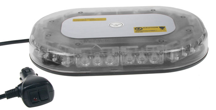 View of the orange LED lightbar mini sre2-230 with a cigarette lighter plug by FordaLite