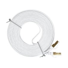 Plochý sieťový kábel S/STP CAT7, 2 x RJ45, 7,5 m, biely