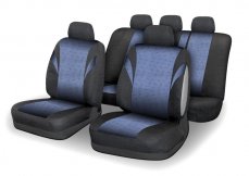 Seat covers set 9pcs POLY blue AIRBAG