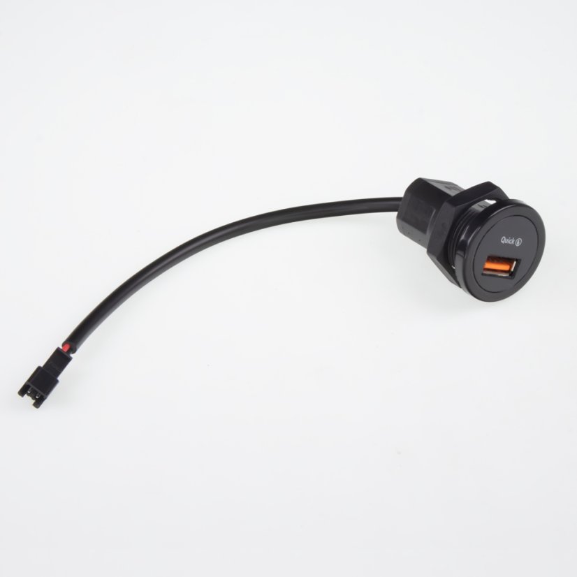 USB nabíječka QC3.0 do panelu, kulatá, 12/24V