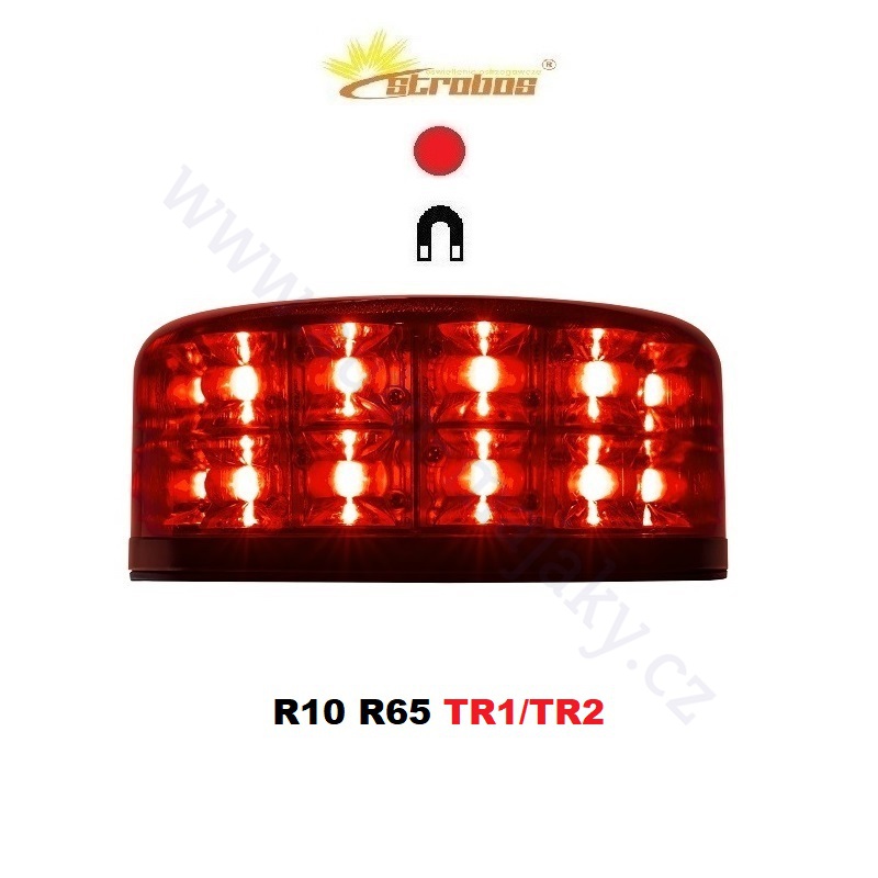 LED beacon red 12/24V, Magnetic, 24x LED 3W, R65