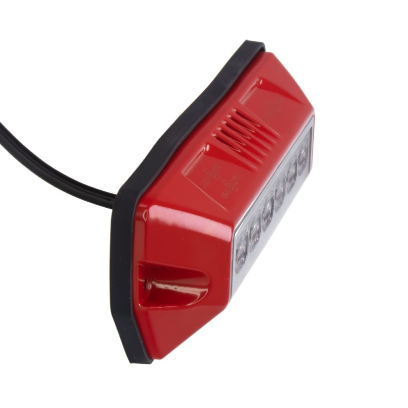 Warning light orange 6x2W + work light, 12-24V, red, ECE R65