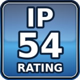 Produkt je prachuvzdorný (prach môže preniknúť v množstve, ktoré by nemalo narušiť funkciu alebo bezpečnosť produktu) a odolný voči striekajúcej vode (typicky dážď).