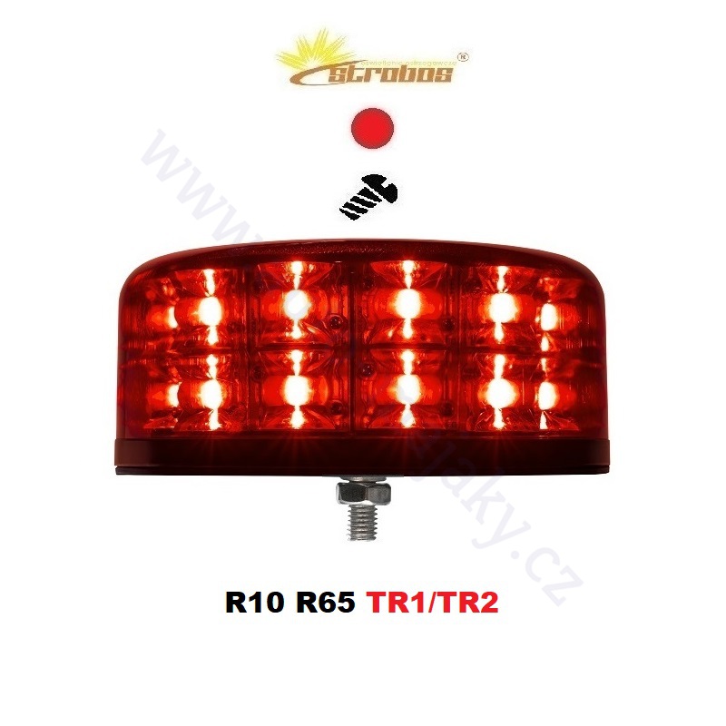 LED beacon red 12/24V, fixed mounting, 24x LED 3W, R65