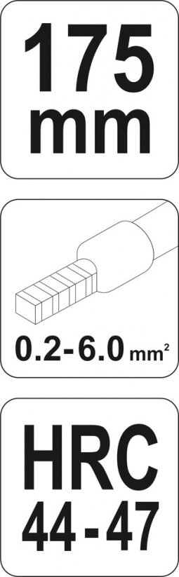 Konektorové kliešte 175mm, HRC 44-47, 0,2-6,00mm2