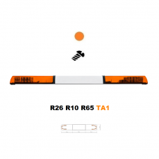 LED majáková rampa Optima 90/2P 140cm, Oranžová, bílý střed, EHK R65