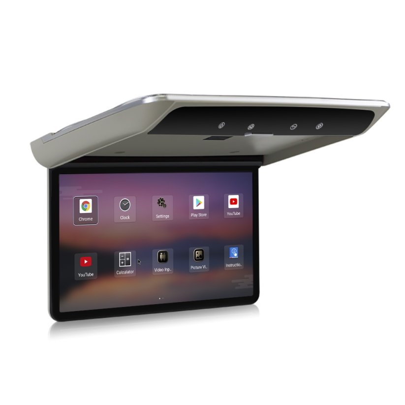 Stropný 13,3" LCD monitor s operačným systémom. Android USB/SD/HDMI/FM, diaľkové ovládanie so snímačom pohybu, sivá farba