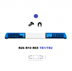 LED majáková rampa Optima 90/2P 90cm, Modrá, bílý střed, EHK R65