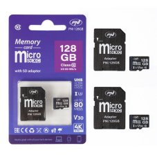 Balenie 2 pamäťových kariet MicroSD PNI 128GB Class 10, 80 Mb/s, V30 s adaptérmi SD súčasťou balenia