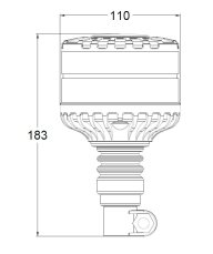 LED beacon, 12-24V, 16xLED orange, on holder, smoke, ECE R65