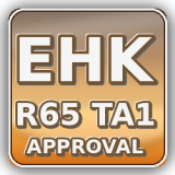 EHK R65 TA1 označuje výstražný maják kategorie T (360°), barvy A = oranžová , v třídě 1 (jedna základní úroveň svítivosti).
