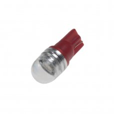 LED T10 červená, 12V, 1LED/3SMD so šošovkou