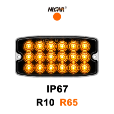 SLIM external amber warning light, 18x 3 W LED, ECE R65