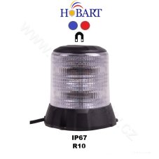 Robustný modro-červený LED maják, magnet, čierny hliník, 96 W, EMC R10