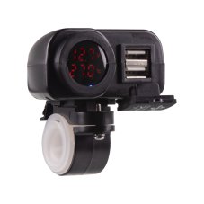 2x USB nabíječka s voltmetrem/teploměrem na motocykl