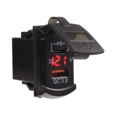 USB nabíječka QC3.0 + USB-C+voltmetr "Rocker" 12/24V, 48W