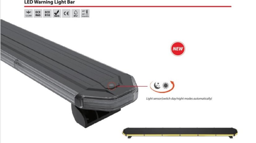 SLIM LED light bar 1336 mm, orange, 12-24 V, 360 LEDs, 76 W, ECE R65