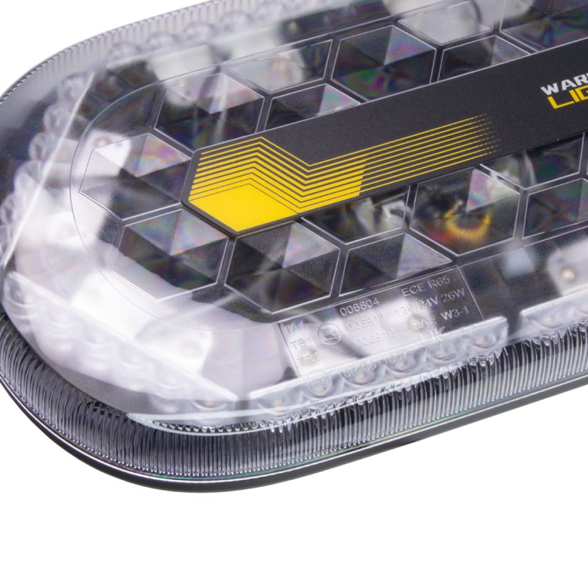 Mini LED rampa, oranžová, 48 LED, 12-24 V, 325 mm, ECE R65, magnet
