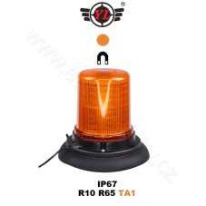 LED maják, 12-24V, 128x1,5W oranžový, magnet, ECE R65