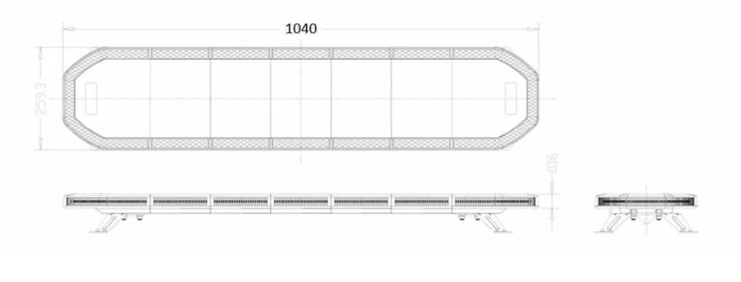 LED rampa 1040mm, oranžová, 12-24V, ECE R65