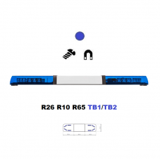 LED majáková rampa Optima 60 90cm, Modrá, bílý střed, EHK R65