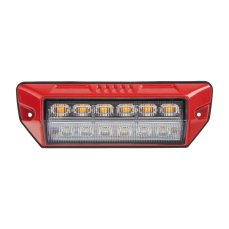 Warning light orange 6x2W + work light, 12-24V, red, ECE R65