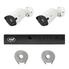 Sada video dohledu NVR POE PNI House IP710J, 2x 8MP kamery PNI IP818J a 2x kabely UTP CAT6 20 m
