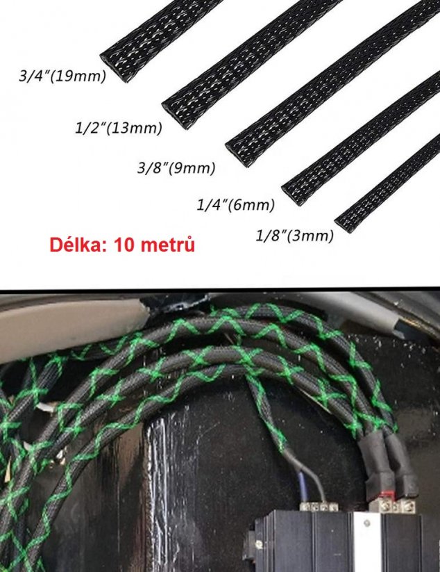 Ochranný oplet na kabely 12mm černý 10m