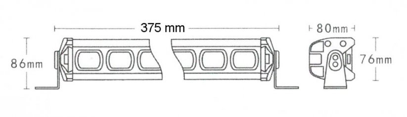 Technical drawing of LED Working lightbar