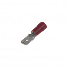 Flat plug 6,3 mm red, 100 pcs