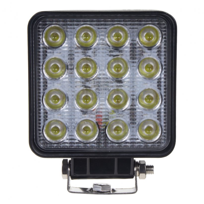 LED svetlo štvorcové biele/oranžové predátor 16x3W, 107x107x60mm, ECE R10