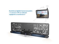 SET bezdrôtový digitálny kamerový systém + 2 senzory v ŠPZ so solárnym napájaním a monitorom 5"