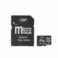 Package 2 pieces PNI MicroSD Memory Card PNI 128GB MicroSD Memory Card Class 10, 80 Mb/s, V30 with SD adapters included