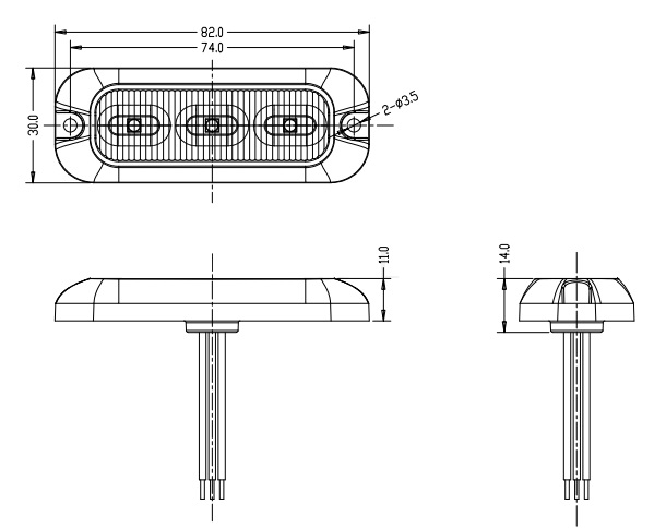 PREDATOR 3x4W LED, 12-24V, modrá, ECE R10