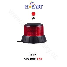 Robust red LED beacon, black aluminium, 48W, ECE R65