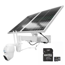 Sada kamerového systému PNI IP60 pro živý PTZ dohled se solárním panelem, 2MP, GSM 4G a kartou PNI MicroSD 128GB