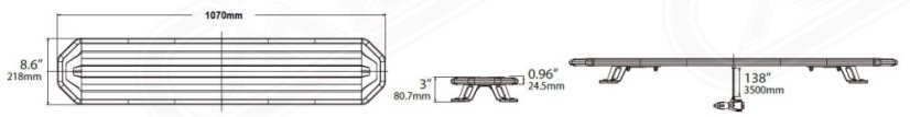 SLIM LED light bar 1070 mm, orange, 12-24 V, 36+144 LEDs, ECE R65