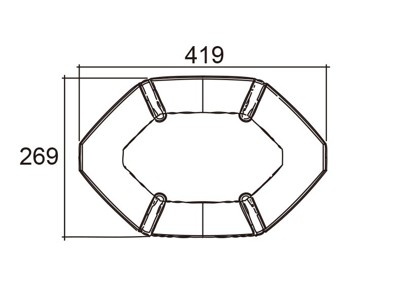 Technical drawing of LED lightbar mini raptor911blu