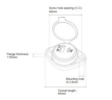 USB QC3.0 + USB-C zásuvka 12/24V, montáž na povrch
