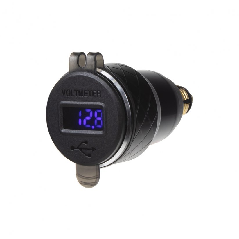 2x USB charger with voltmeter, for DIN socket