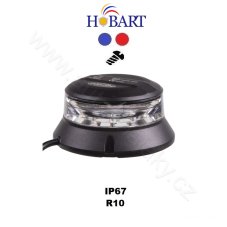 Robustný modro-červený LED maják, čierny hliník, 36 W EMC R10