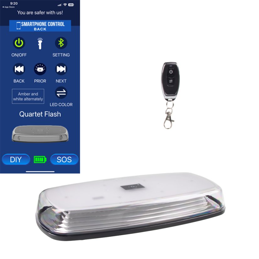 AKU LED rampa oranžová+biela, APP, magnet, 12-24V, 304mm, ECE R65 R10