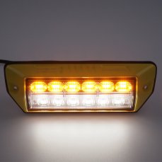 Warning light orange 6x2W + work light, 12-24V, yellow, ECE R65