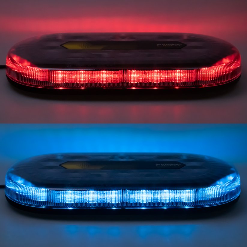 Mini LED ramp, blue-red, 12-24V, ECE R65, magnet