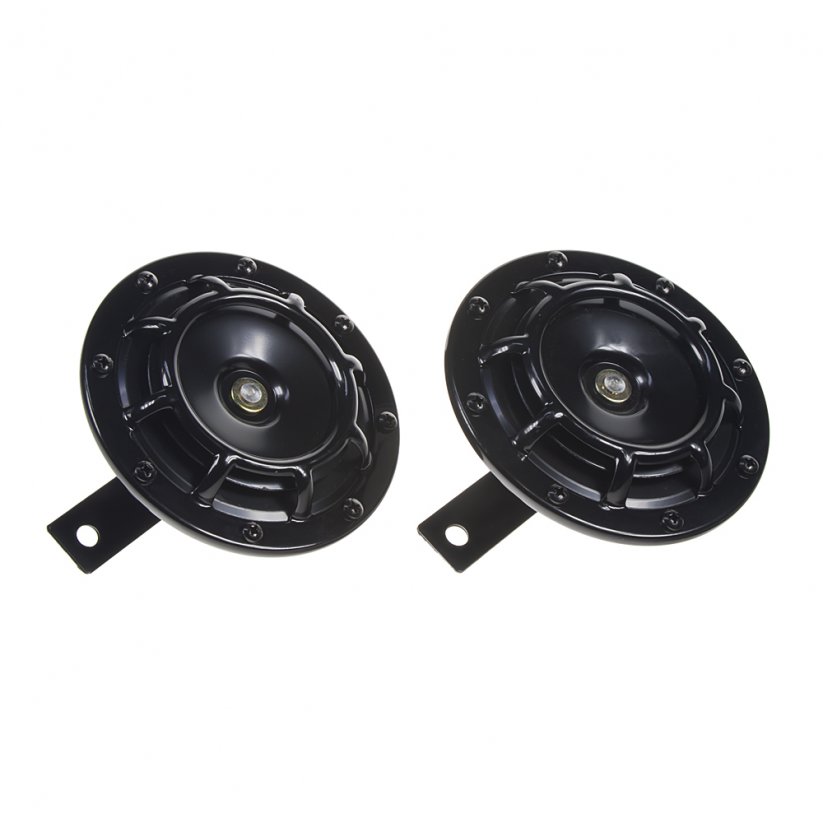 Disc horn (high and low tone), black, 120mm, 12V